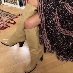 Free People Tall Leather Boots Size 7 Butter Yellow